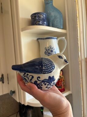 Blue and White Ceramic Decorative Bird